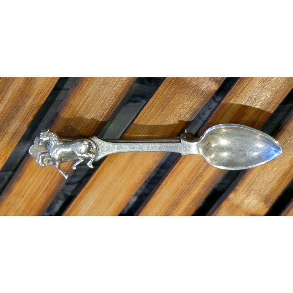 Vintage Sterling Silver 925 W Horse Figural, Spoon Brooch Pin, Marked
